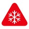 Snow winter icon, danger ice flake sign, risk alert vector illustration, careful caution symbol