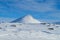 Snow winter in the mountains beyond Northern polar circle