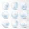 Snowball isolated on transparent background. Snowballs collection. Frozen ice ball. Winter decoration for Christmas or