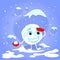 Snowball Red Gloves Cartoon Character Winter Ball