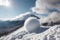 A snowball rolling down from a Mount Fuji, generated by AI.
