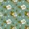 Snowball tree berries and leaves seamless pattern painted viburnum plant