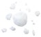 Snowball whole and pieces flies on a white background. Isolated