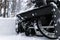 Snowblower at work on a winter day. Removing snow after blizzard snowfall. Clearing the ice. A snow blower is clearing a driveway