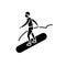 Snowboard black icon, vector sign on isolated background. Snowboard concept symbol, illustration