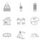 Snowboard icons set, outline style