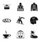 Snowboard icons set, simple style