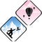 Snowboard Jumping in high mountains and air relax icons