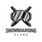 Snowboard logo. Winter outdoor activity emblems and symbols in retro style. Extreme sports