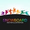 Snowboard, snowboarders, snowboarding extreme winter sport people silhouettes vector illustration, riding a board, tricks