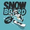 Snowboard Tee Print Design With A Robot Snowboarder Illustration.