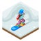 Snowboard Winter Activity Vacation Journey Flat Design Isometric 3d Vector Illustration