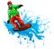 Snowboarder in action, vector illustration design art