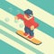 Snowboarder in cubes form, snowboarding vector illustration