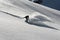 Snowboarder in deep powder snow