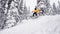 A snowboarder flies, jumping on the trampoline winter snow train snow