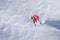 Snowboarder flying on the background of snowy slope. Extreme winter sports, snowboarding.