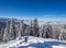 Snowboarder freerider and beautiful landscape in mountains