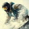 Snowboarder glides down the mountain