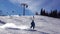 Snowboarder Goes Down the Ski Slope With Snow Dust. Slow Motion