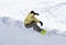 Snowboarder on half pipe of Pradollano ski resort in Spain