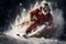 snowboarder holiday santa winter skier snow christmas sport ski mountain. Generative AI.