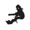 Snowboarder, isolated vector silhouette, front view. Snowboarding