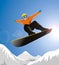 Snowboarder jumping