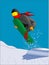 Snowboarder jumping