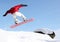 Snowboarder jumping