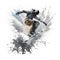 Snowboarder jumping through air