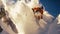 Snowboarder jumping in high mountains. Extreme winter sport. 3D Rendering, Extreme skiing and jumping on the snow, no visible