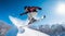 snowboarder jumping in the mountains, close-up of snowboarder doing tricks, snowboarder in the mountains, snowboarder on the snow