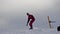 Snowboarder Jumps on skyslope