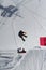 Snowboarder jumps in Snow Park, ski resort