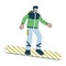 Snowboarder male latin american 2D linear cartoon character