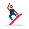 Snowboarder man sliding down winter sport activities guy wearing goggles male carton character sportsman snowboarding
