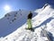 Snowboarder in mountains of the Caucasus