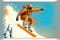 Snowboarder in orange skyjacket in the snowy mountains sport illustration