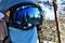 Snowboarder, reflection of nature in glasses