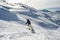 Snowboarder riding at French Alps mountain slopes