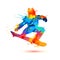 Snowboarder silhouette on white background icon