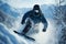 a snowboarder slides down a snowy mountain on a snowboard generative ai