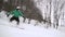 Snowboarder Slides Snow Slope