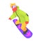 Snowboarder Snowboarding, Part Of Teenagers Practicing Extreme Sports For Recreation Set Of Cartoon Characters
