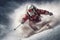 snowboarder sport santa skier winter holiday mountain christmas snow ski. Generative AI.