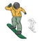 Snowboarder with yellow jacket and helmet vector illustration sk