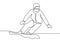 Snowboarding continuous line drawing. Person standing and jump on snowboard. Winter sport minimalism and simplicity hand drawn