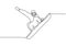 Snowboarding continuous one line drawing. Person standing and jump on snowboard. Winter sport minimalism and simplicity hand drawn