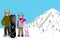 Snowboarding couple, in ski slope